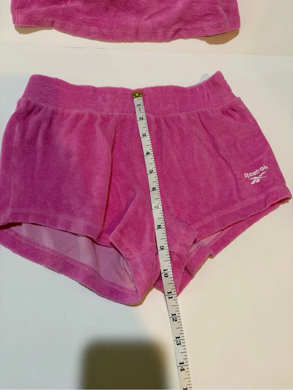 Reebok Girls Velour 2 Piece Lounge Set Pink Crop Tank Shorts Youth M US 8